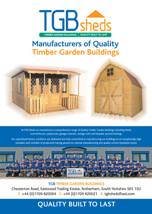 TGB SHEDS - home and gardens advert